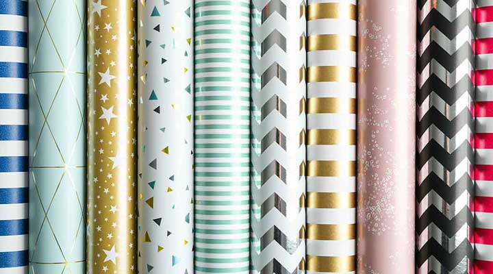 rows of colorful neatly organized wrapping paper